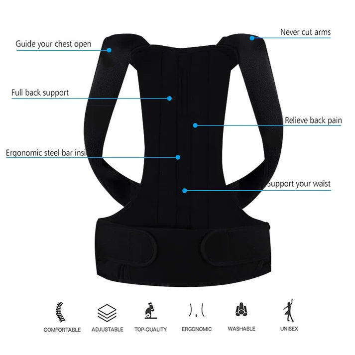 Posture Corrector Belt – Back & Shoulder Support for Office Workers, Students & Drivers