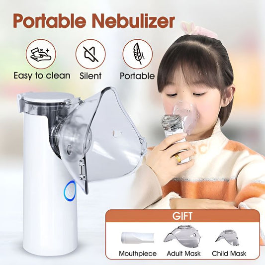 Portable Nebulizer Machine for Adults & Kids – Handheld Nebulizer for Breathing Relief, Travel & Home Use with Auto-Clean Function