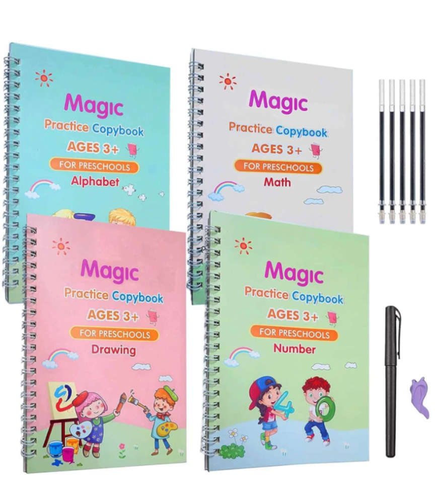 Magic Practice Book for Kids – لکھیں، مٹائیں، دوبارہ سیکھیں 4 ( complete 4 books set )
