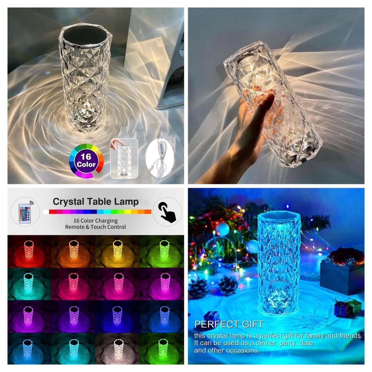 Perfect Gift Diamond Touch Crystal Lamp – 16 Color LED Table Light with Remote
