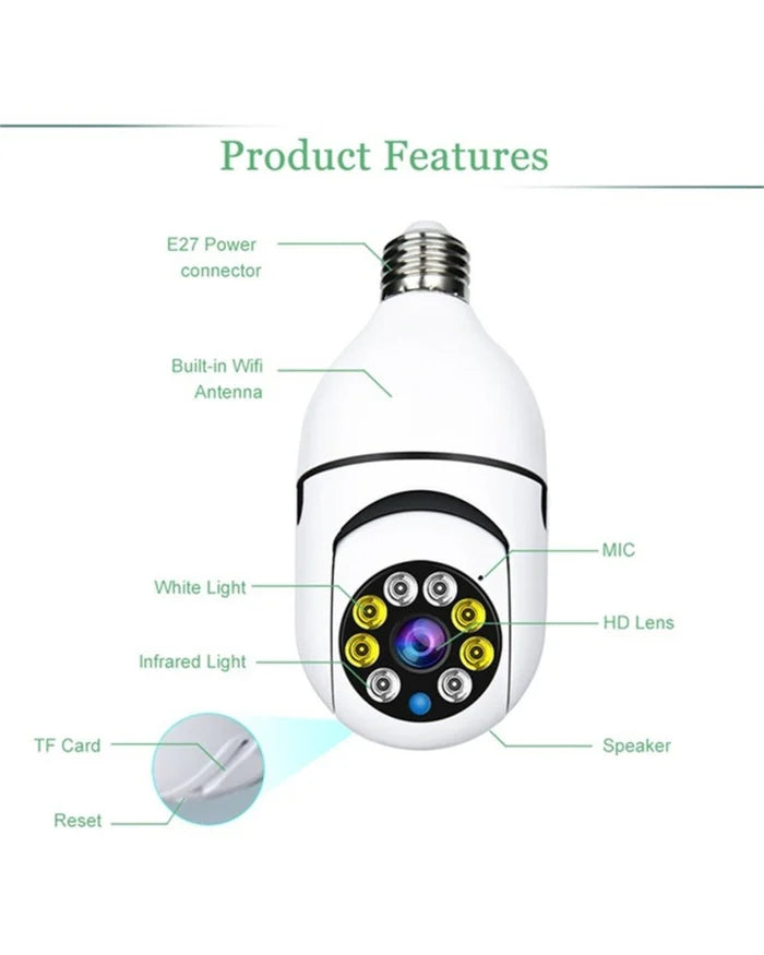 Protect Your Home Smartly – 360° WiFi Light Bulb Security Camera with Night Vision