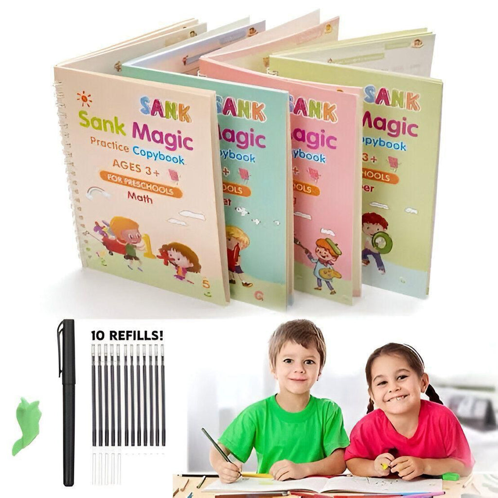 Magic Practice Book for Kids – لکھیں، مٹائیں، دوبارہ سیکھیں 4 ( complete 4 books set )